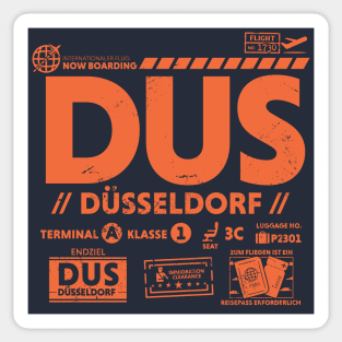 Vintage Dusseldorf DUS Airport Code Travel Day Retro Travel Tag Germany Sticker